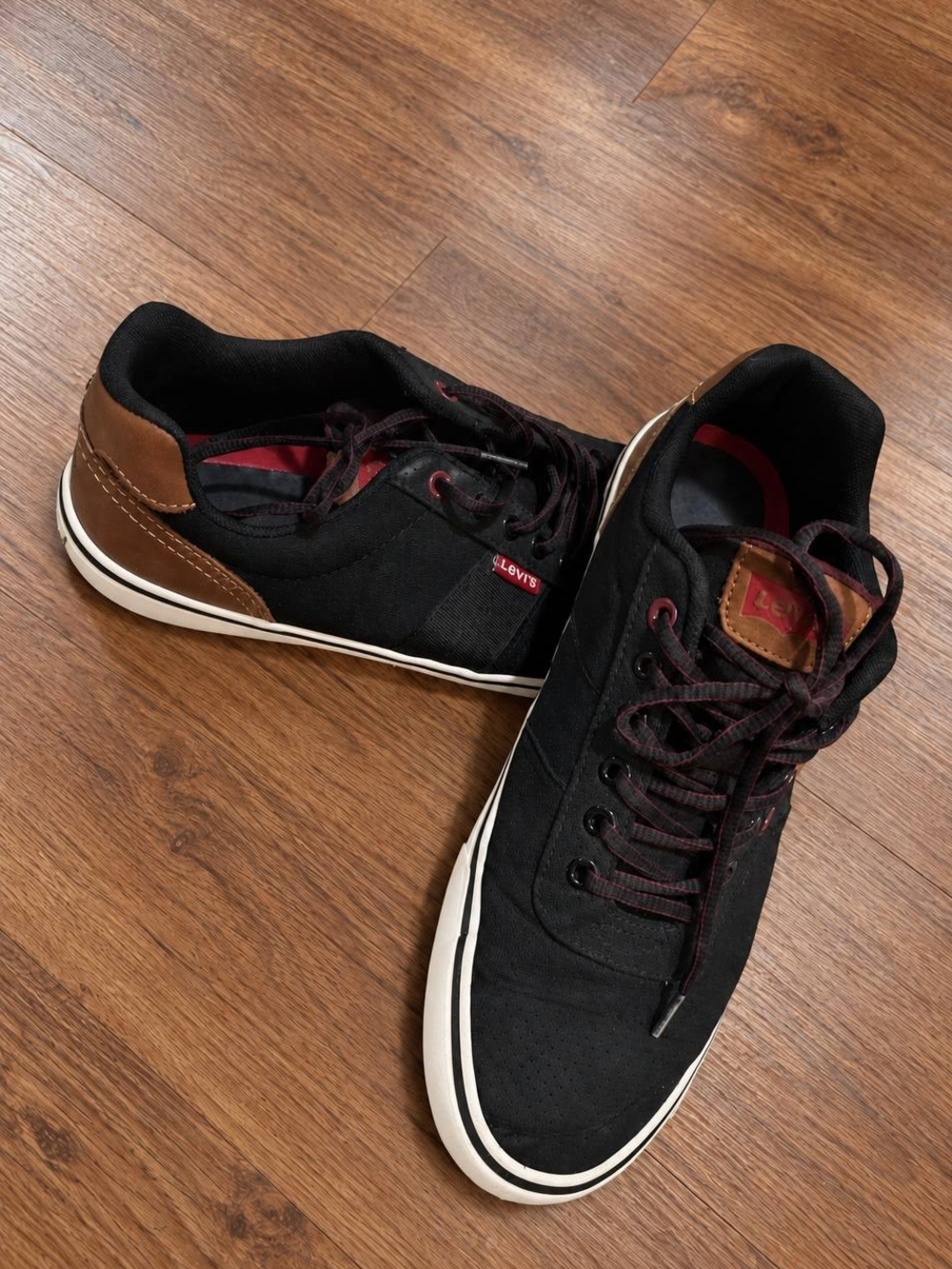 Levi's Men's Black Sneakers with Brown Heel Accents